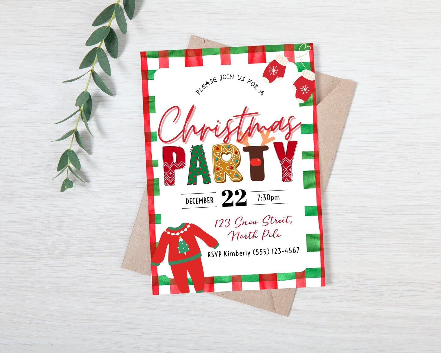 Christmas Party Invitation, Holiday Party Invitation, Kid Christmas Invite, DIY Editable Printable XMAS Invite, Cute Children's Christmas