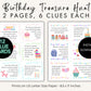 Birthday Treasure Hunt for kids, Child Scavenger Hunt, Printable Treasure Hunt Cards, Scavenger Hunt Clues, Indoor Fun Bday Games for Kids.