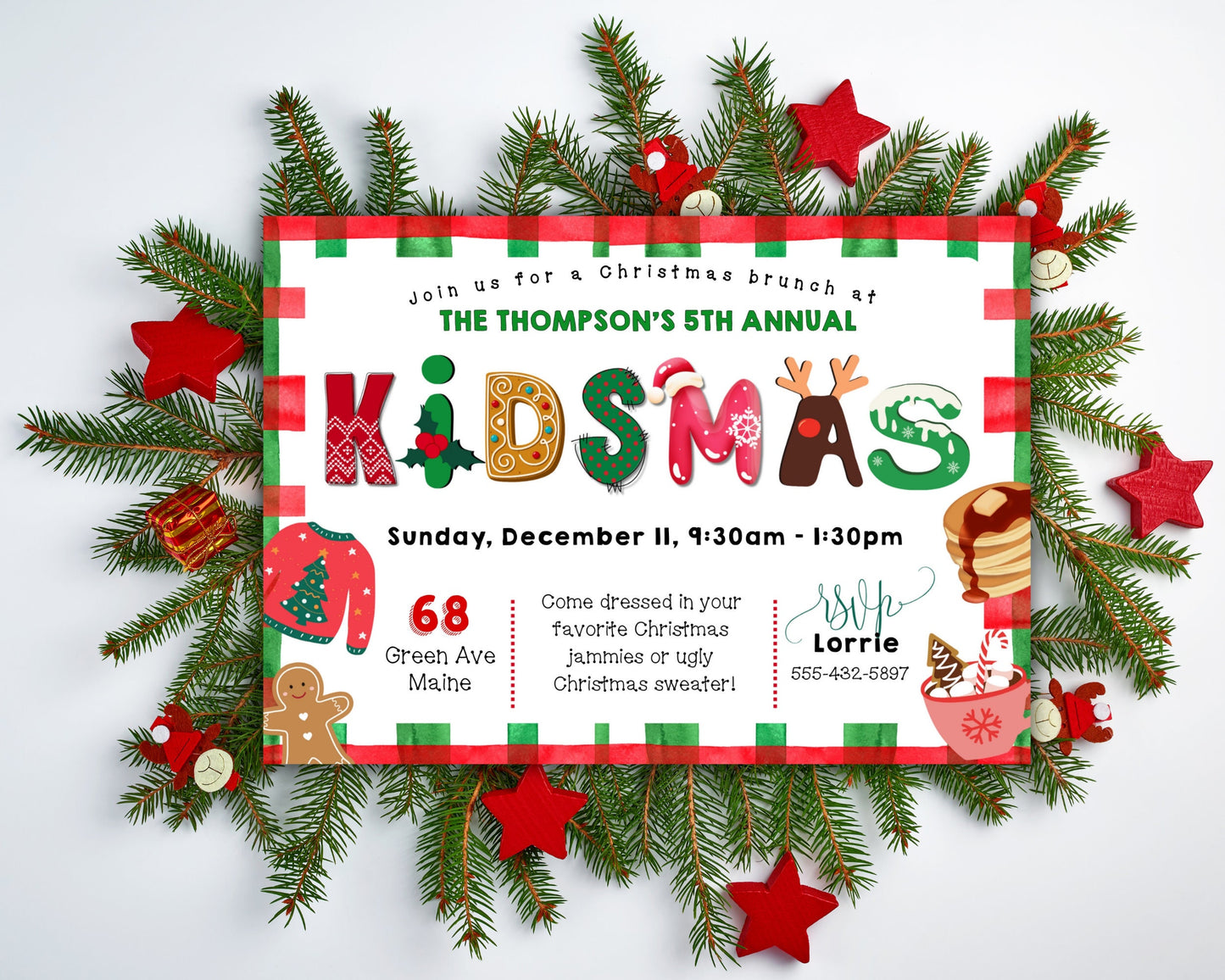 Christmas Party Invitation, Kids Holiday Party Invitation, Kidmas Invite, DIY Editable Printable XMAS Invite, Cute Children Christmas Event