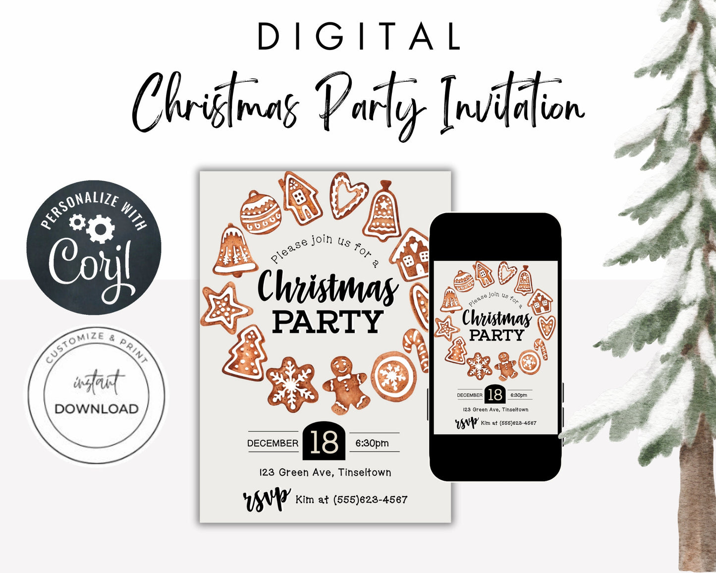 Christmas Party Invitation, Holiday Party Invitation, Kid Christmas Party Invite, DIY Editable Printable XMAS Invite, Christmas Download