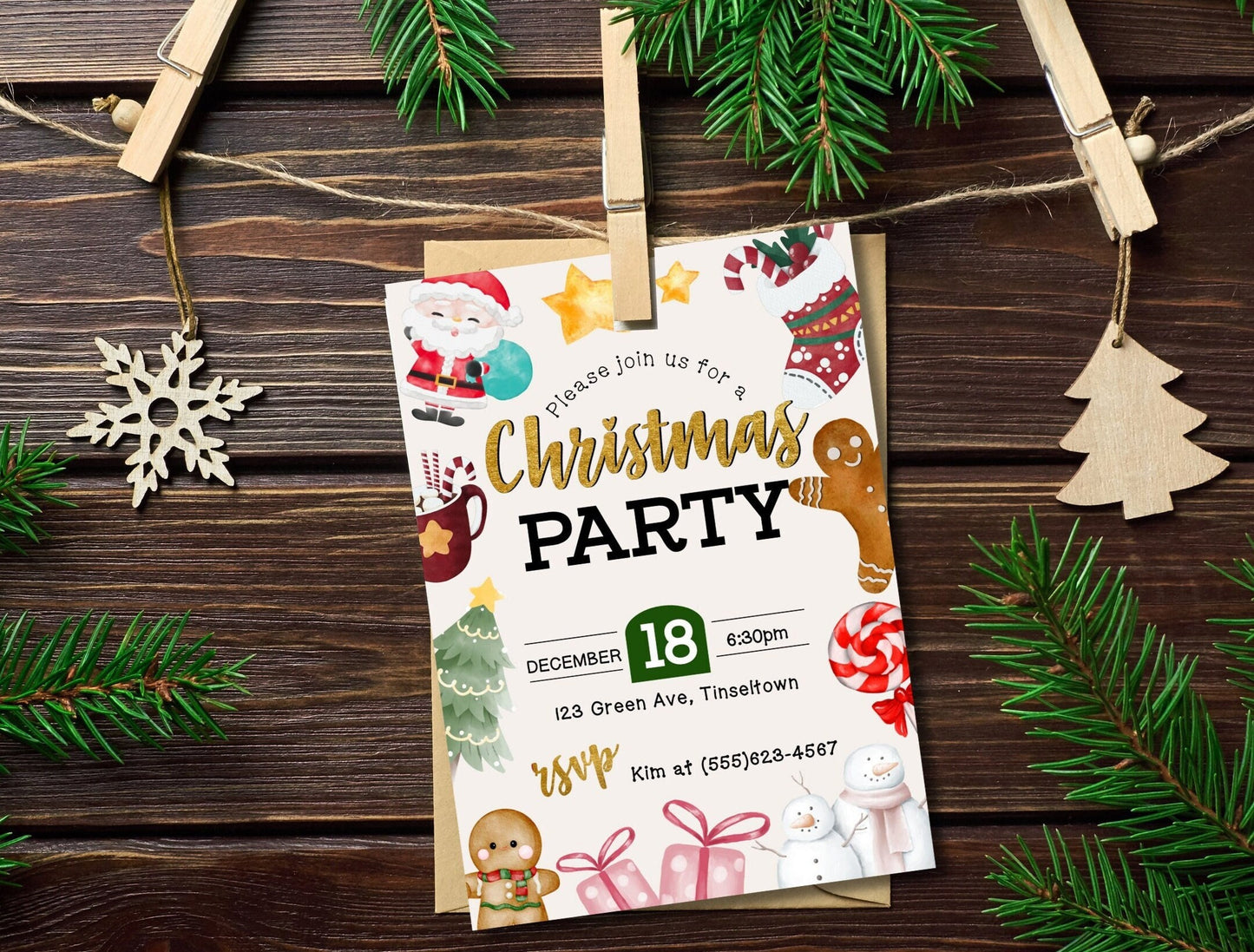 Christmas Party Invitation, Holiday Party Invitation, Kid Christmas Party Invite, DIY Editable Printable Template, XMAS Invite DIY Download