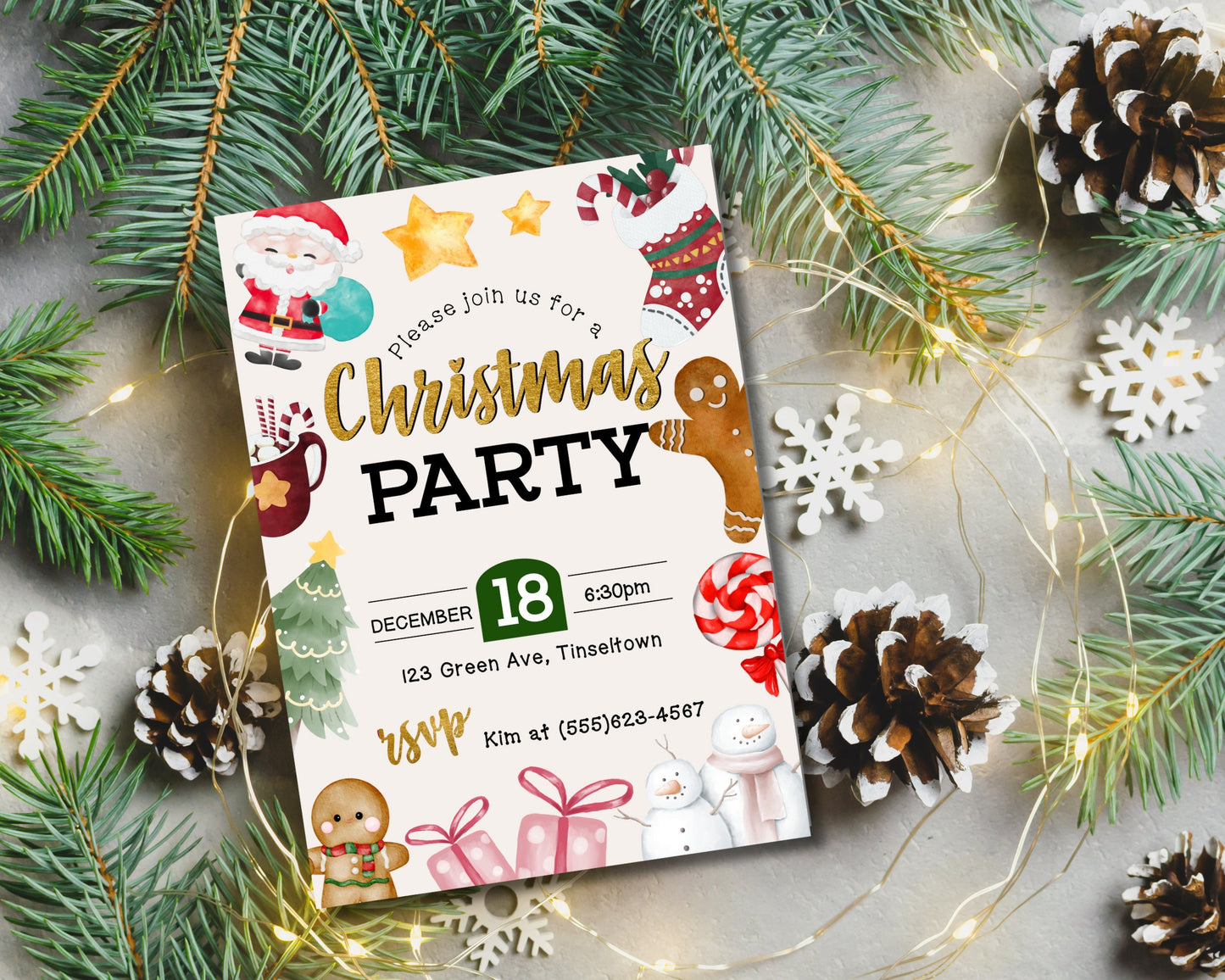 Christmas Party Invitation, Holiday Party Invitation, Kid Christmas Party Invite, DIY Editable Printable Template, XMAS Invite DIY Download