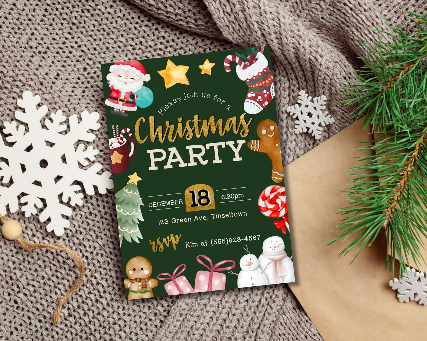 Christmas Party Invitation, Holiday Party Invitation, Kid Christmas Party Invite, DIY Editable Printable Template, DIY Xmas Event Invite