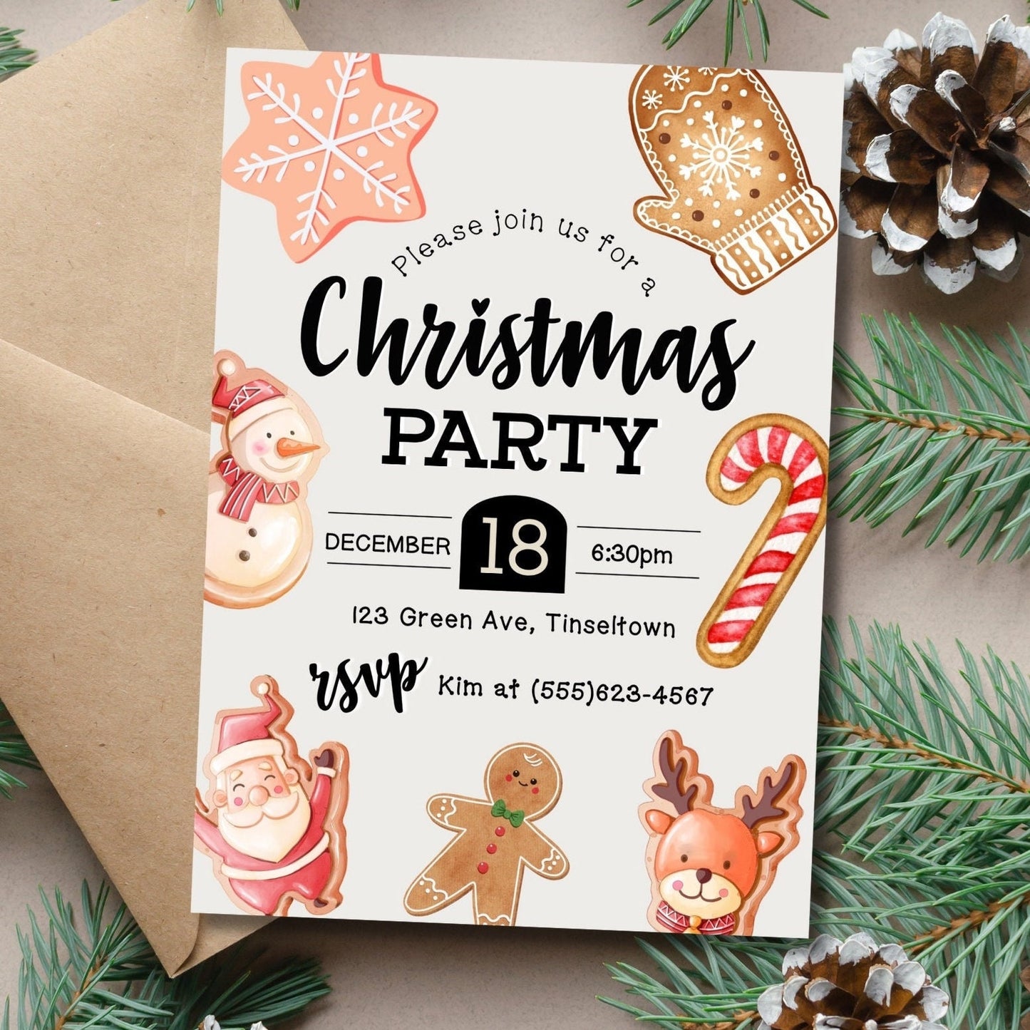 Christmas Party Invitation, Holiday Party Invitation, Kid Christmas Party Invite, DIY Seasonal XMAS Invite, DIY Editable Printable Template