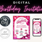 Pink Fashion Doll Birthday Party Invitation, Girl Invitation, Pink Sparkle Invite, Instant Digital Download, Editable Template, Pink Party