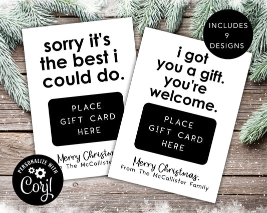 Christmas Gift Card Holder, Funny Holiday Gift Card Holder, Printable Editable Gift Card Holder, Sarcastic Gift Card Holder, Humorous Card