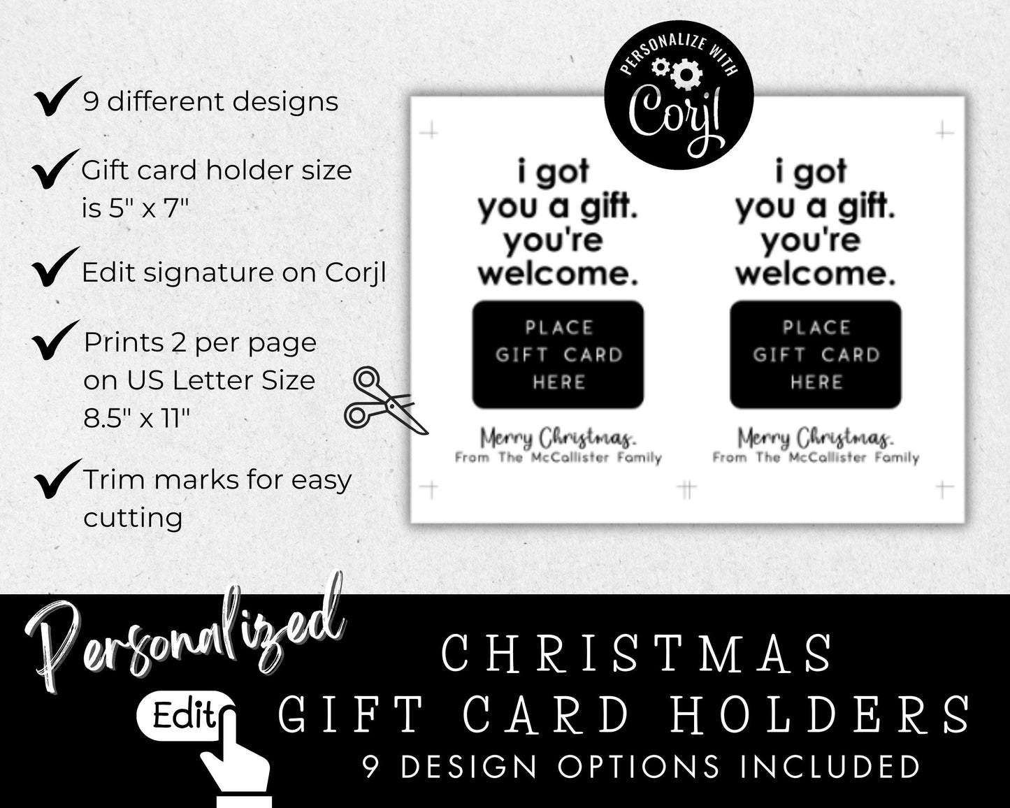 Christmas Gift Card Holder, Funny Holiday Gift Card Holder, Printable Editable Gift Card Holder, Sarcastic Gift Card Holder, Humorous Card