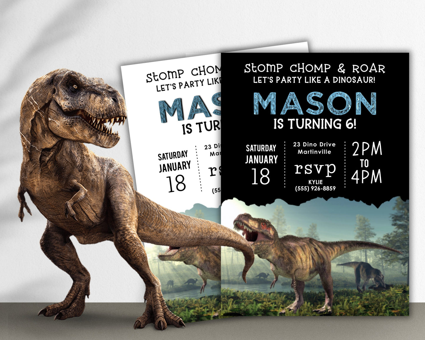 Dinosaur Birthday Invitation, Dino BDay Invite for kids, TRex Invitation, Boy Birthday Invite, Tyrannosaurus Rex Birthday, Editable Template