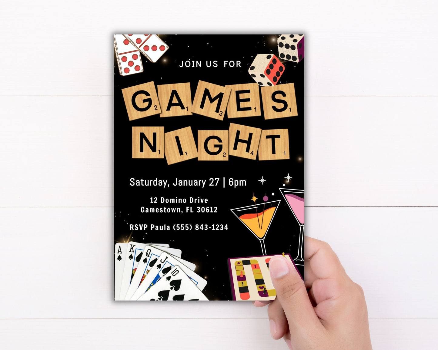 Games Night Invitation | Editable Games Game Night Party Invitation | Couple Games Night Invite | Editable Template | Casino Night Invite