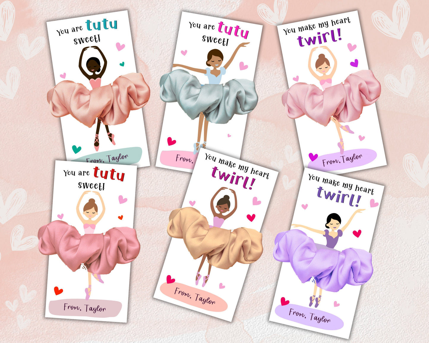 Printable Ballet Valentine Cards, Ballerina Valentine's Day Tags, Tutu Valentine's Day Cards Kid Classroom, Sweet Valentine Card Classmate