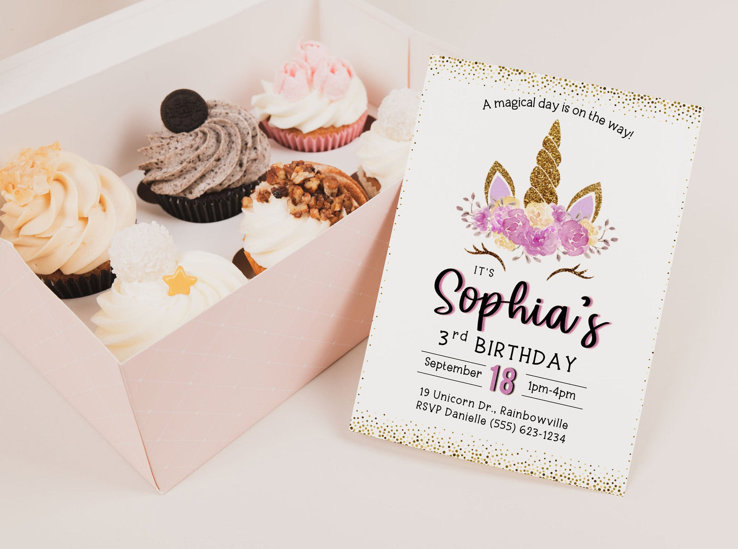 Unicorn Birthday Party Invitation, Little Girl Floral Unicorn Invite for Kids, Unicorn Bday Printable Editable Template, DIY Bday Celebrate