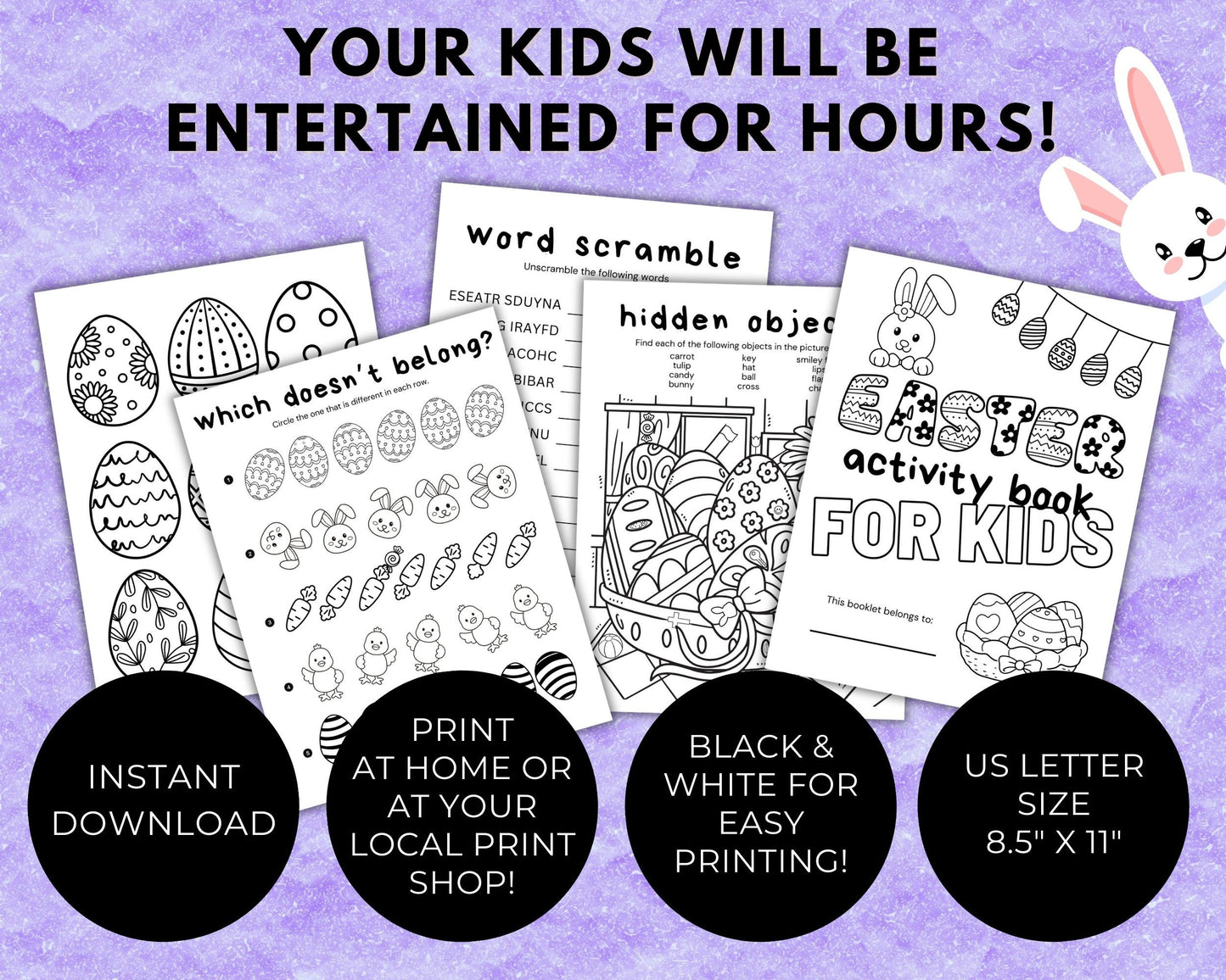 Easter Bundle for Kids, Easter Activity Pack, 20 Easter Holiday Printable Activities, Kids Party Activities, Classroom Easter Games for Kids