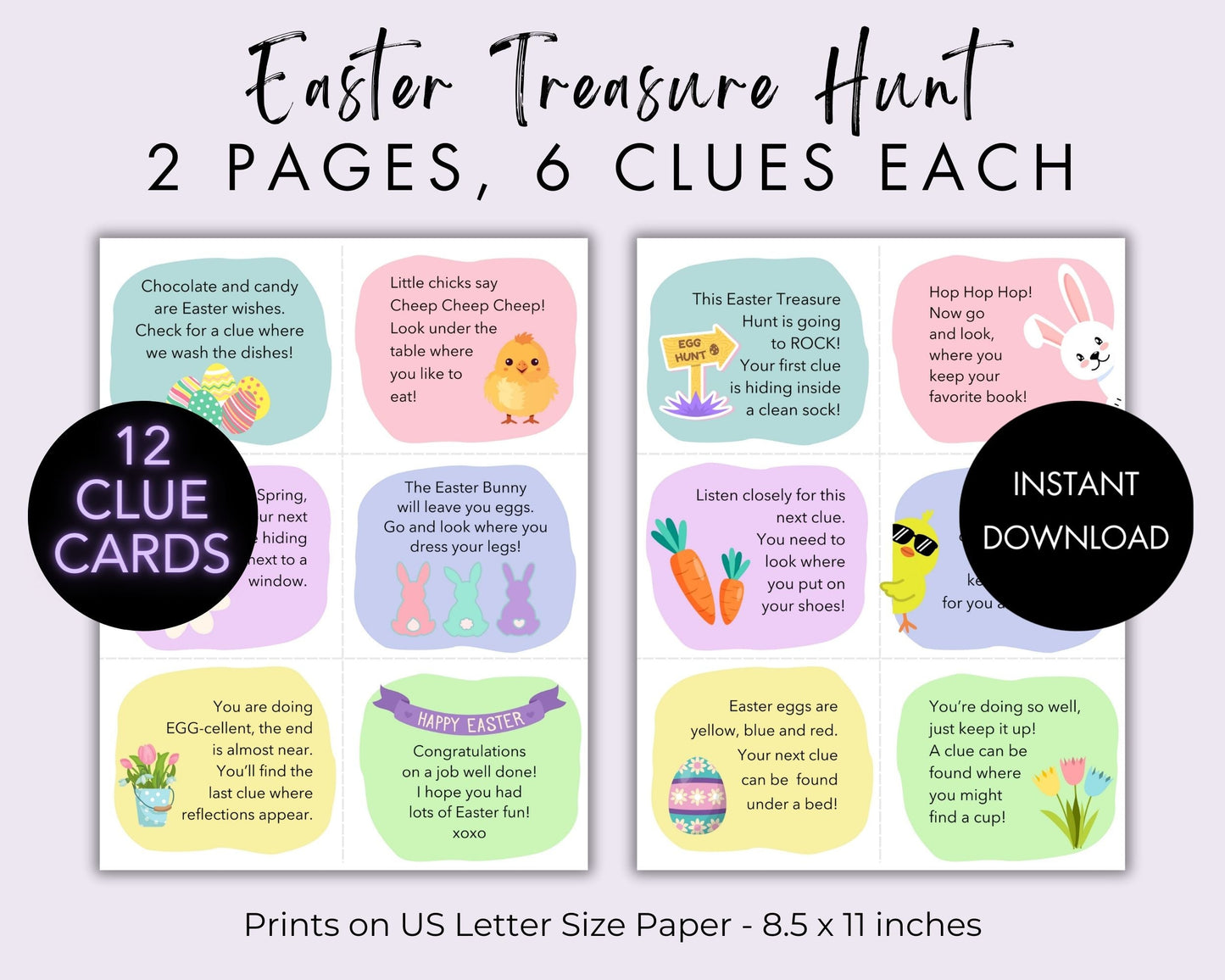 Easter Treasure Hunt for kids, Kids Scavenger Hunt, Printable Treasure Hunt Cards, Scavenger Hunt Clues, Indoor Kids Games, Easter Egg Hunt