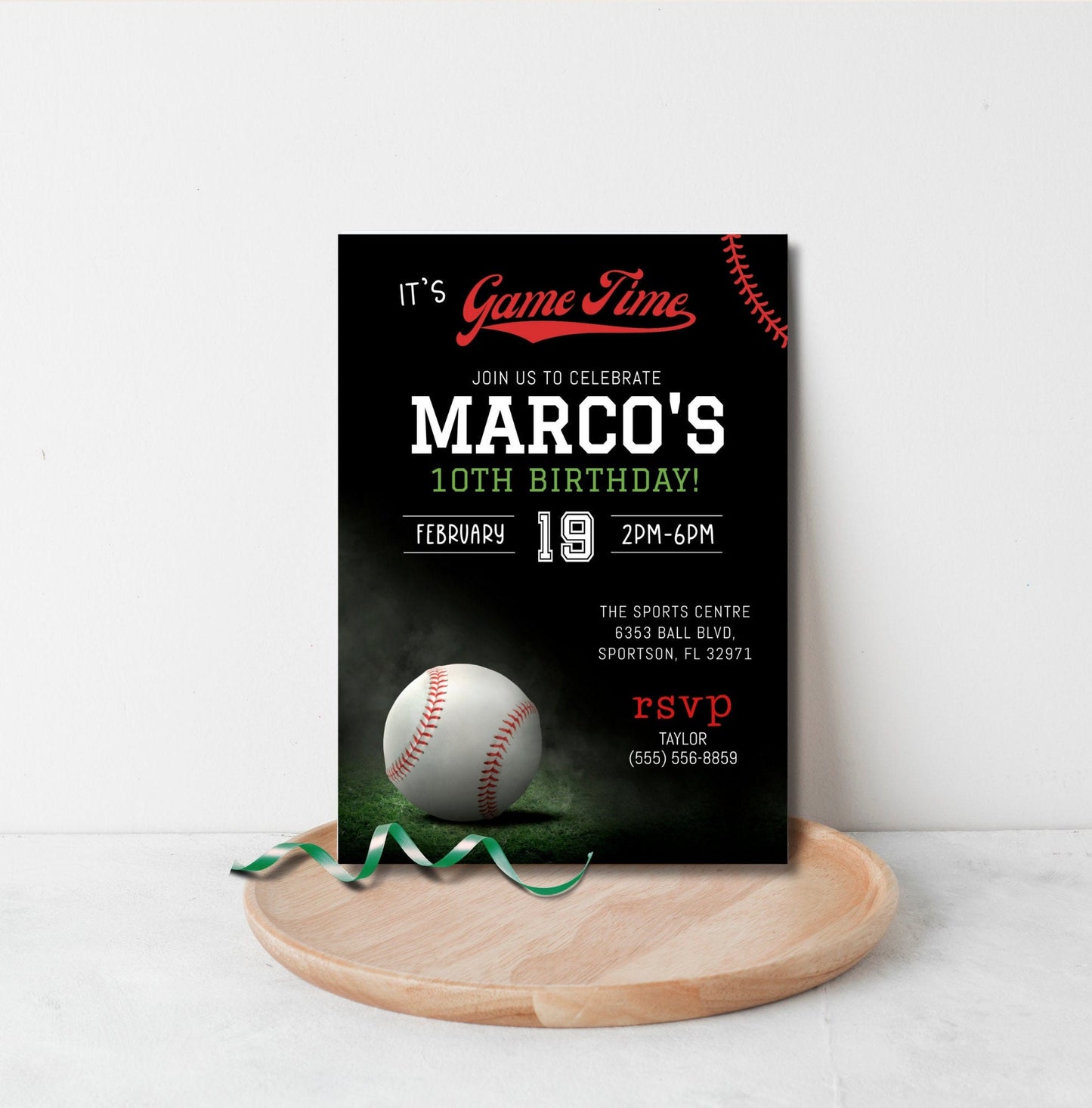 Baseball Birthday Party Invitation, Kid Baseball Invite, Boy Sports Invitation, It's Game Time Invite Download, Printable Editable Template