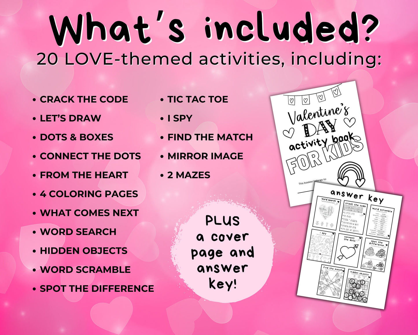 Valentine's Day Bundle for Kids, Activity Pack, Valentine Printable Activities, Kids Party Activities, Classroom Valentine Games for Kids