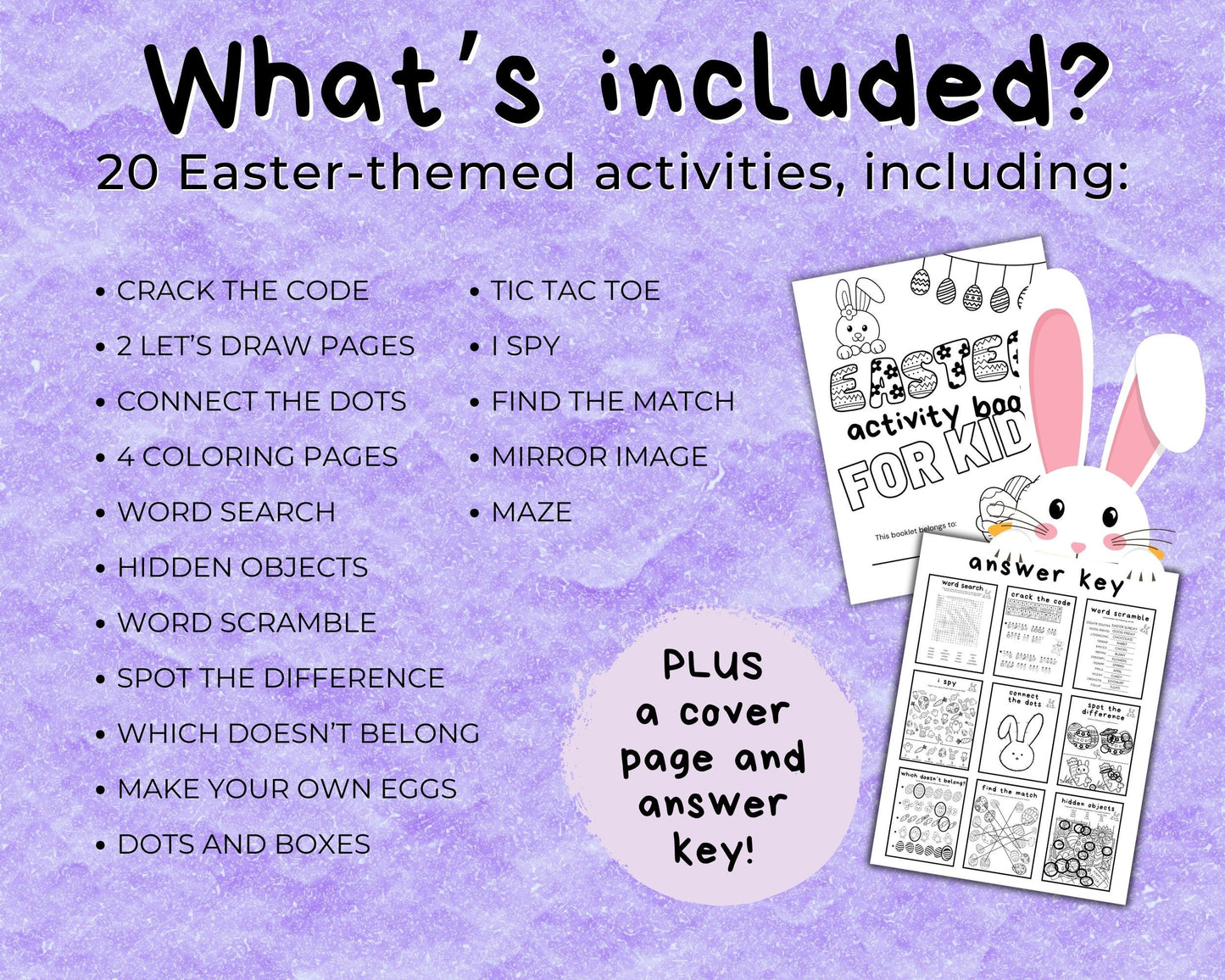 Easter Bundle for Kids, Easter Activity Pack, 20 Easter Holiday Printable Activities, Kids Party Activities, Classroom Easter Games for Kids