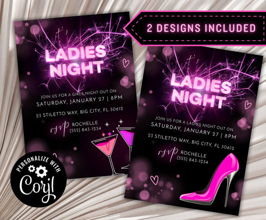 Ladies Night Out Invitation | Girls Night Out Birthday Party Invitation | Bachelorette Party Invite | Editable Template | Bar Hopping Invite