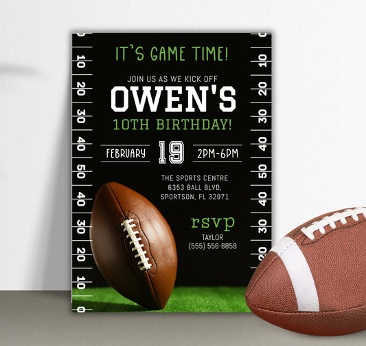 Football Birthday Party Invitation, Football Invite, Boy Invitation, It's Game Time Football Game Invite, Instant Download,Editable Template