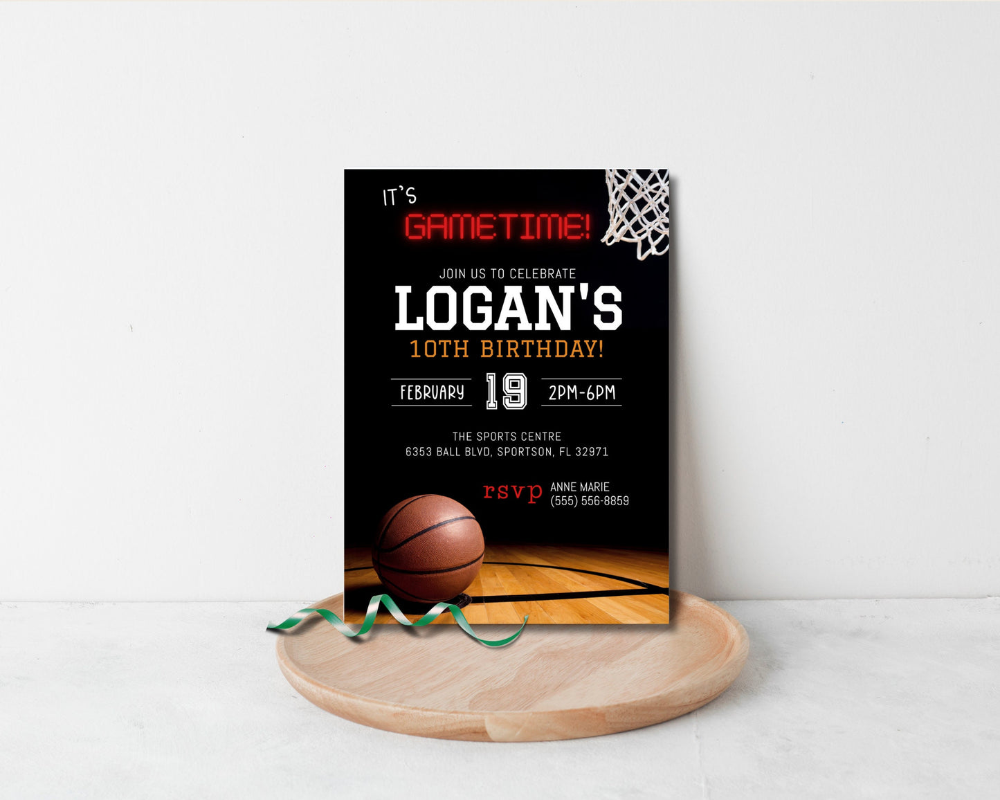 Basketball Birthday Party Invitation, Kids Basketball Invite, Boy Invitation, It's Game Time Invite, Instant Download, Editable Template