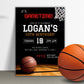 Basketball Birthday Party Invitation, Kids Basketball Invite, Boy Invitation, It's Game Time Invite, Instant Download, Editable Template