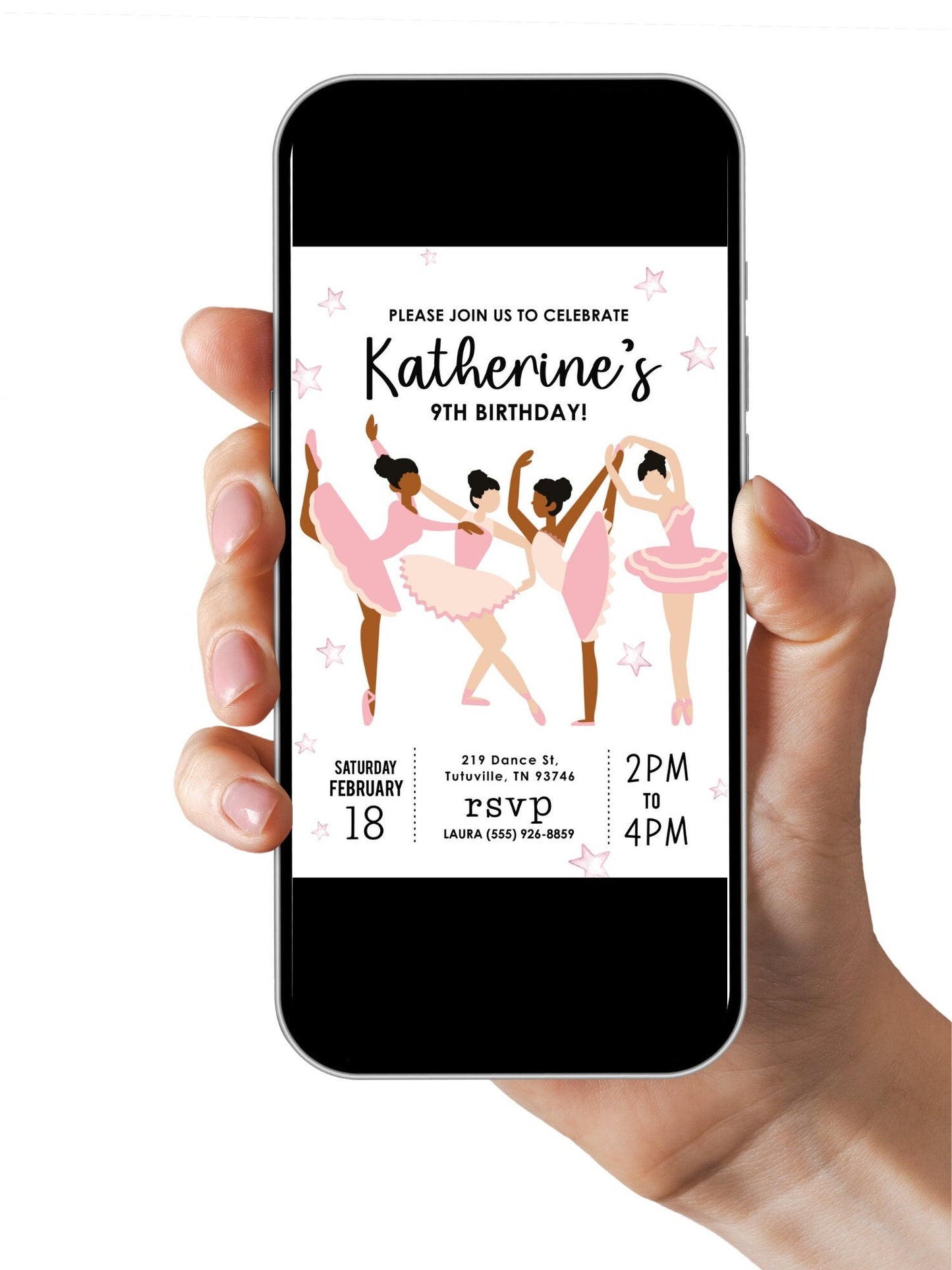 Ballerina Birthday Party Invitation, Girl Invitation, Pink Ballet Invite, Instant Digital Download, Printable Editable Template, Dance Party