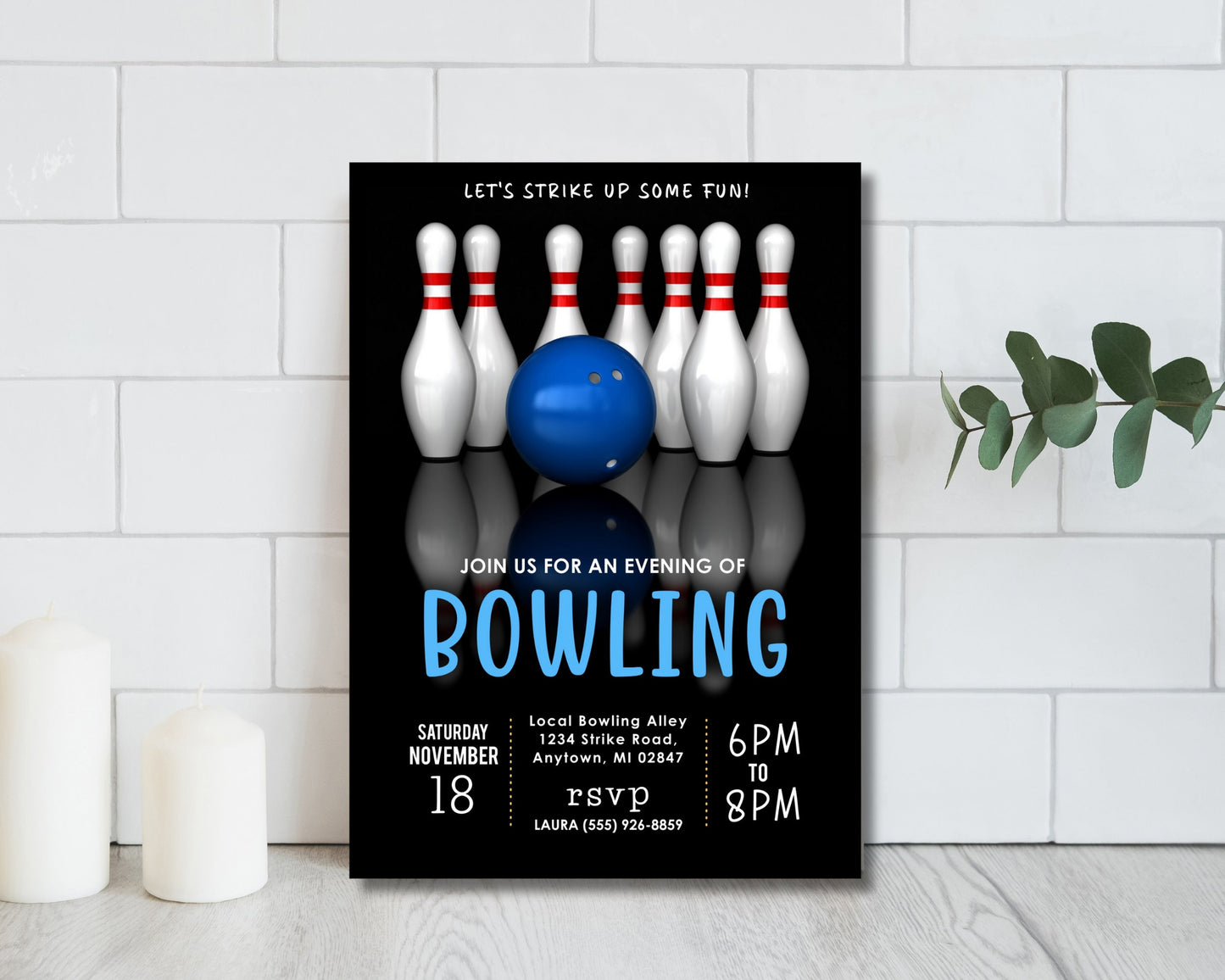 Bowling Night Invitation | Editable Bowling Event Invitation | Bowling Party Invite | Editable Template | Bowling Birthday Invite Adult/Kids