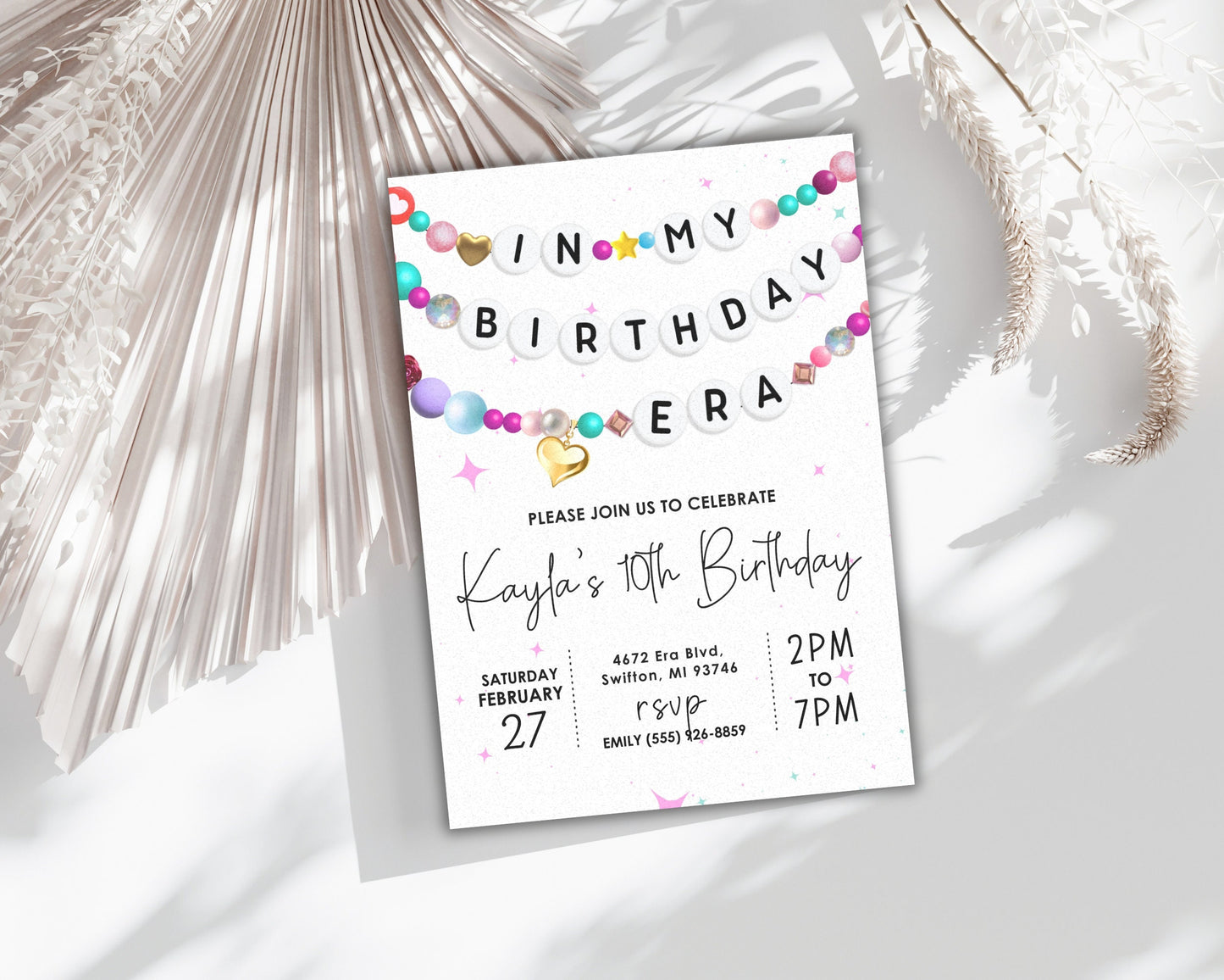 In My Birthday Era Friendship Bracelet Invitation - Editable Template