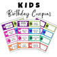 Birthday Coupon Gift for Kids, Printable Coupons, Kid Coupon Book, Editable Corjl, Personalized Coupon Gift Kids Birthday Christmas Activity