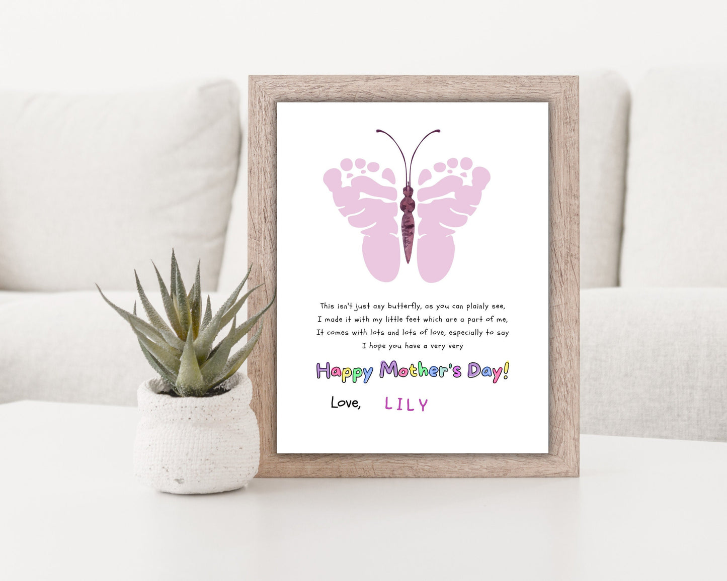 Mother's Day Butterfly Footprint Printable Craft, Gift for Mom from Child Baby Toddler, Footprint Art, Daycare Craft, Mother's Day Keepsake