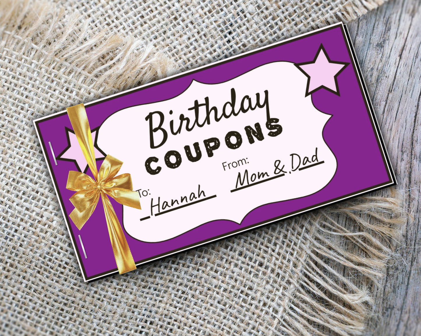 Birthday Coupon Gift for Kids, Printable Coupons, Kid Coupon Book, Editable Corjl, Personalized Coupon Gift Kids Birthday Christmas Activity