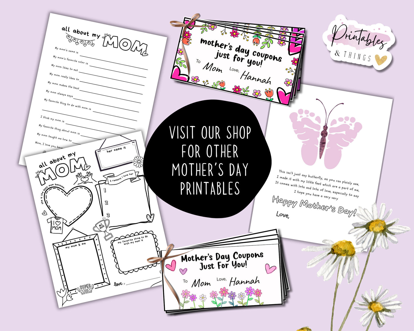 Mother's Day All About Mom Fill In Blanks Printable Craft, Gift for Mom from Child, School or Daycare Craft, Mother's Day Keepsake for Mum