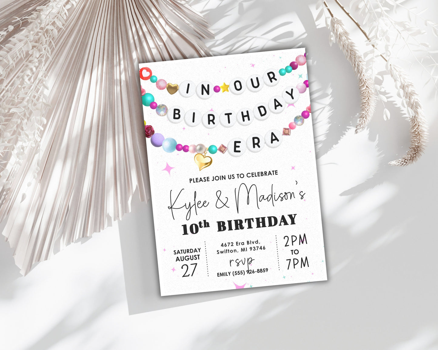 In Our Birthday Era Friendship Bracelet Invitation, Double Birthday Invitation, Birthday Era Digital Download, Printable Editable Template