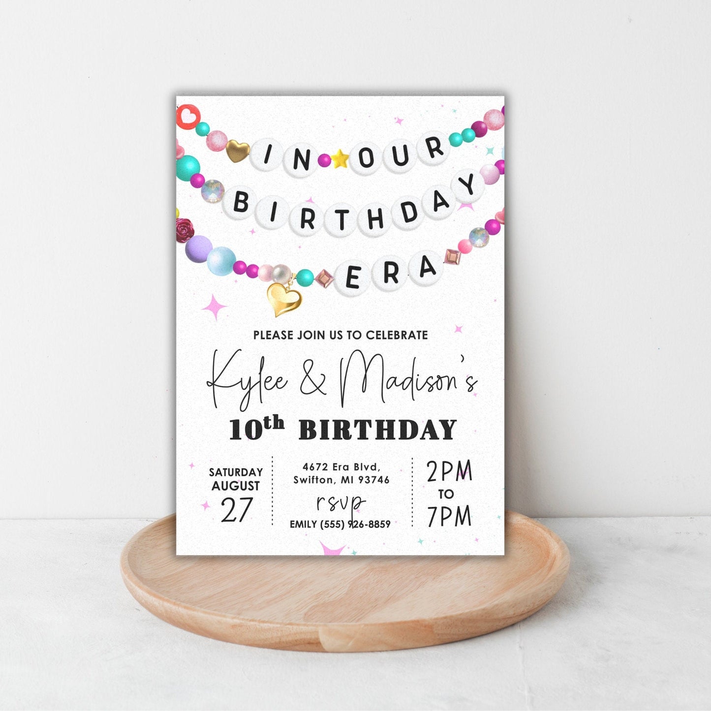 In Our Birthday Era Friendship Bracelet Invitation, Double Birthday Invitation, Birthday Era Digital Download, Printable Editable Template