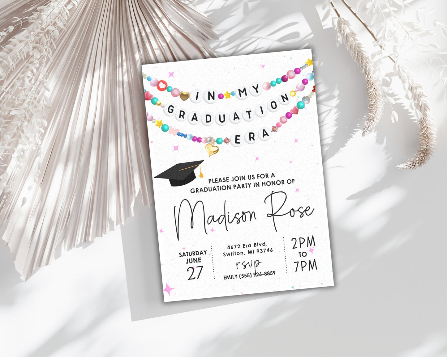 In My Graduation Era Friendship Bracelet Invitation, Grad Party Invitation, Graduating Class Digital Download, Printable Editable Template