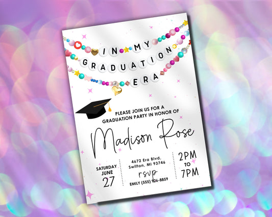 In My Graduation Era Friendship Bracelet Invitation, Grad Party Invitation, Graduating Class Digital Download, Printable Editable Template