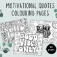 Motivational Quotes Coloring Pages, Positive Affirmation Sheets for Adults, Teens, Kids, Printable Inspirational Quotes, Instant Download