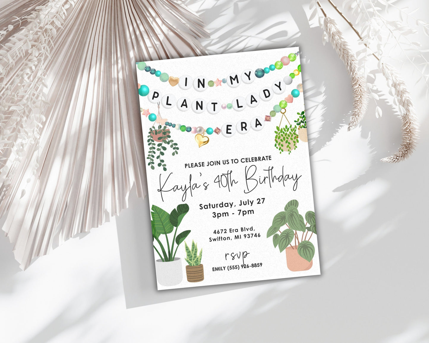 In My Plant Lady Era Friendship Bracelet Invitation, Girl Women Birthday Invitation, Bday Era Digital Download, Printable Editable Template