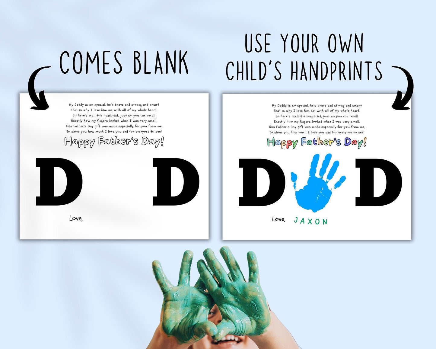 Father's Day Handprint Printable Craft, Gift for Dad from Child Baby Toddler, Handprint Art, Daycare or School Craft, Father's Day Keepsake