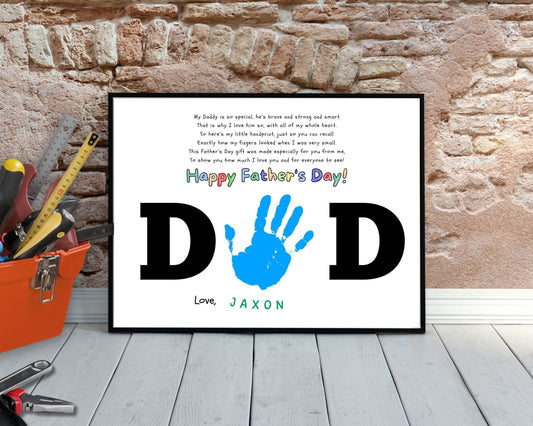 Father's Day Handprint Printable Craft, Gift for Dad from Child Baby Toddler, Handprint Art, Daycare or School Craft, Father's Day Keepsake