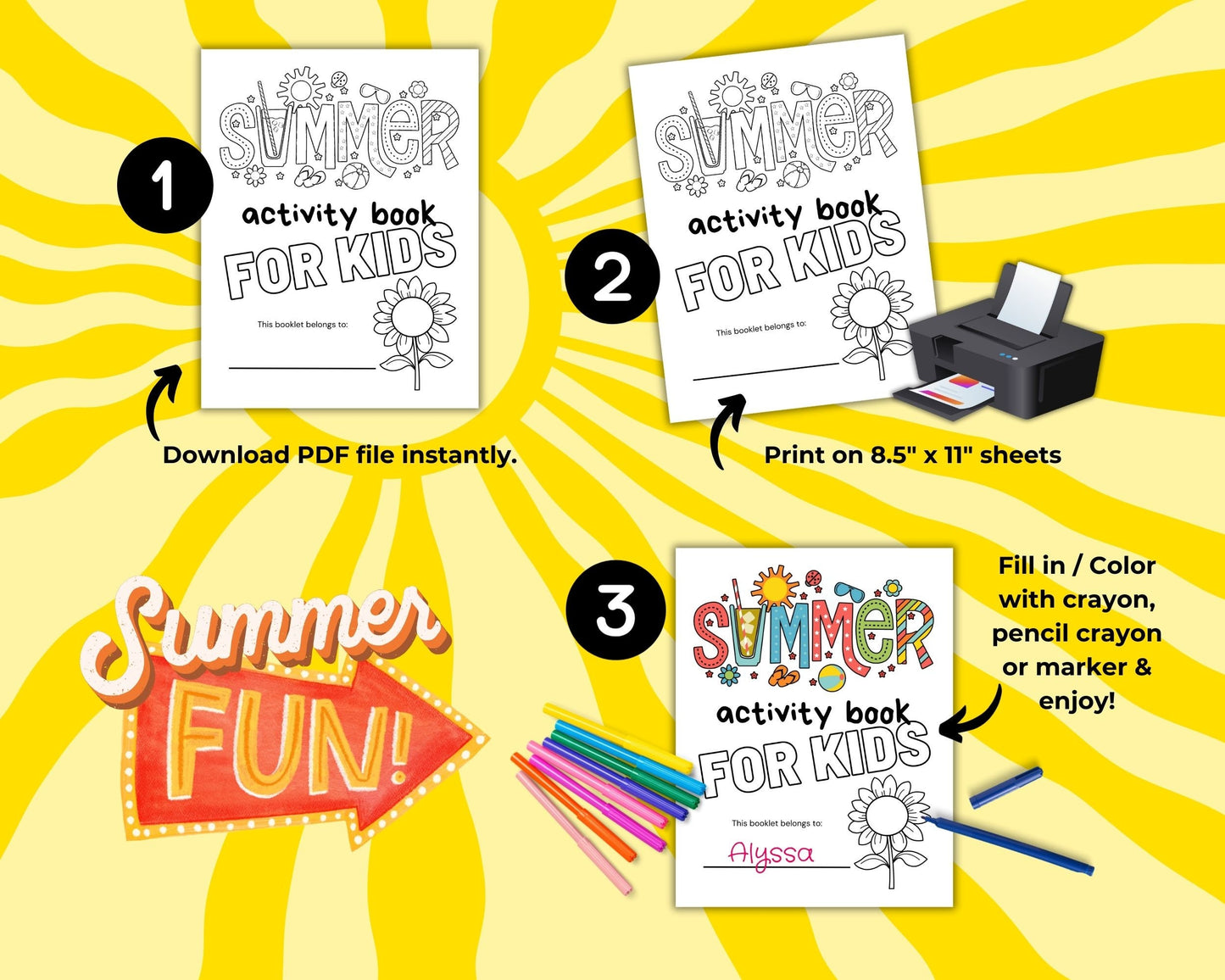 Ultimate Summer Activity Bundle for Kids, Activity Pack, Summer Vacation Printables, Children Games, Summer Game, Boy Girl Summer Activities