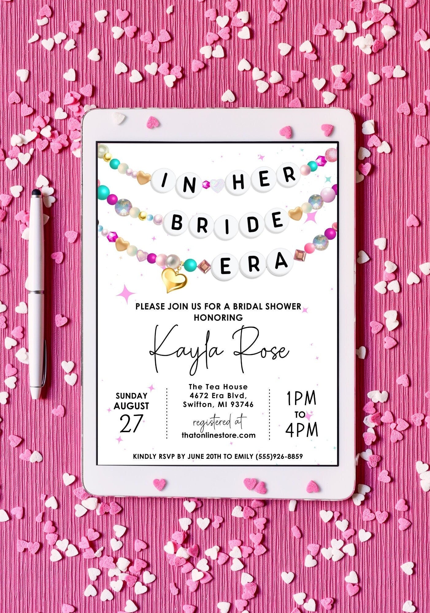 In Her Bride Era Friendship Bracelet Bridal Shower Invitation, Bridal Invitation, Wedding Era Digital Download, Printable Editable Template