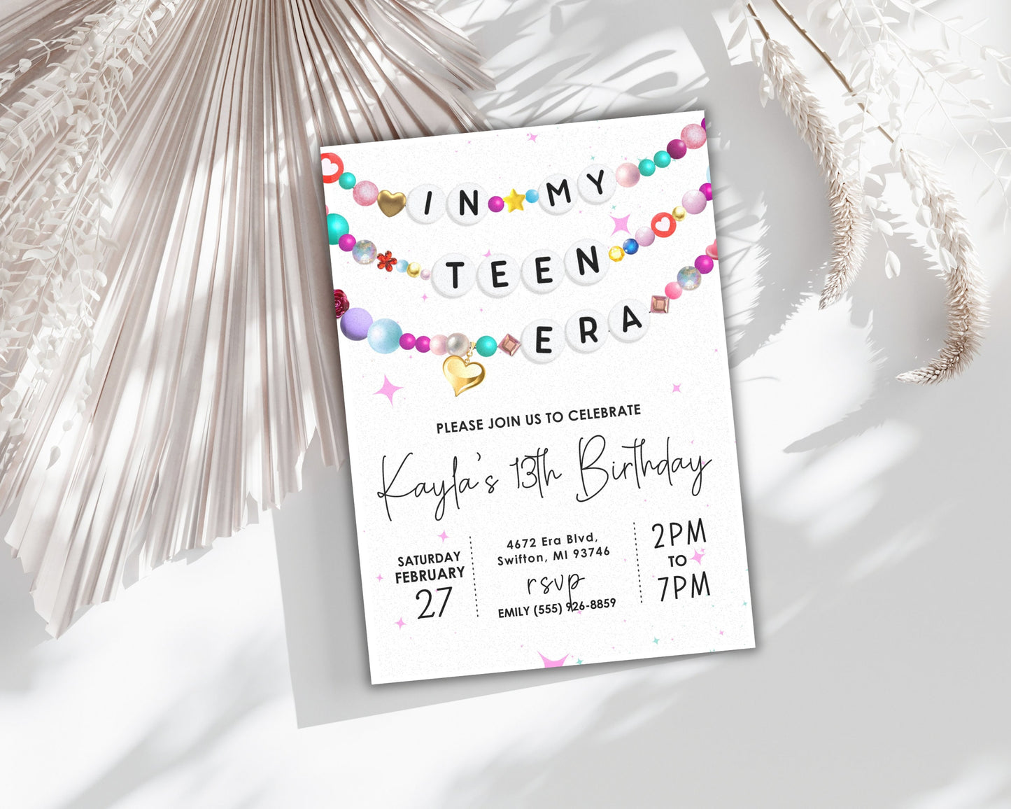 In My Teen Era Friendship Bracelet Birthday Invitation, Girl Teenager Invitation, Birthday Era Digital Download, Printable Editable Template