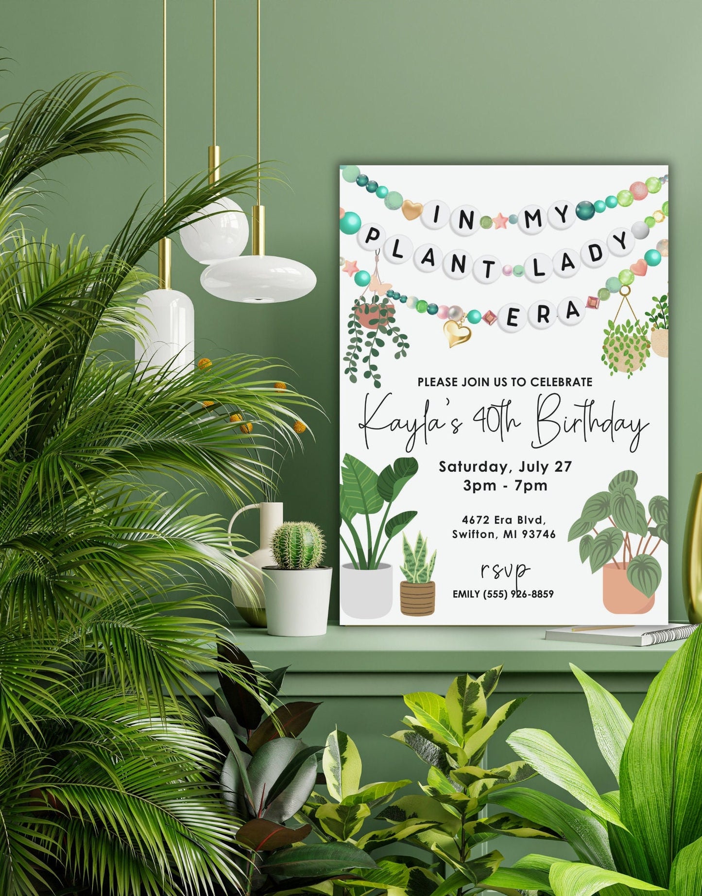 In My Plant Lady Era Friendship Bracelet Invitation, Girl Women Birthday Invitation, Bday Era Digital Download, Printable Editable Template