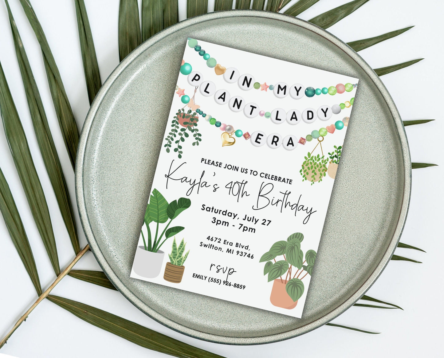 In My Plant Lady Era Friendship Bracelet Invitation, Girl Women Birthday Invitation, Bday Era Digital Download, Printable Editable Template