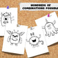 Draw Your Own Monster Activity for Kids, Cartoon Character Tracing Activity Pages, Make Own Crazy Caricatures, Instant Printable Download