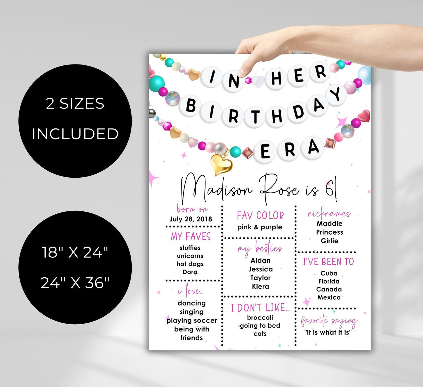 In My Birthday Era Friendship Bracelet Milestone Birthday Welcome Sign - Editable Template