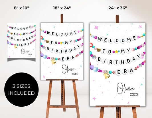 In My Birthday Era Friendship Bracelet Welcome Sign - Editable Template