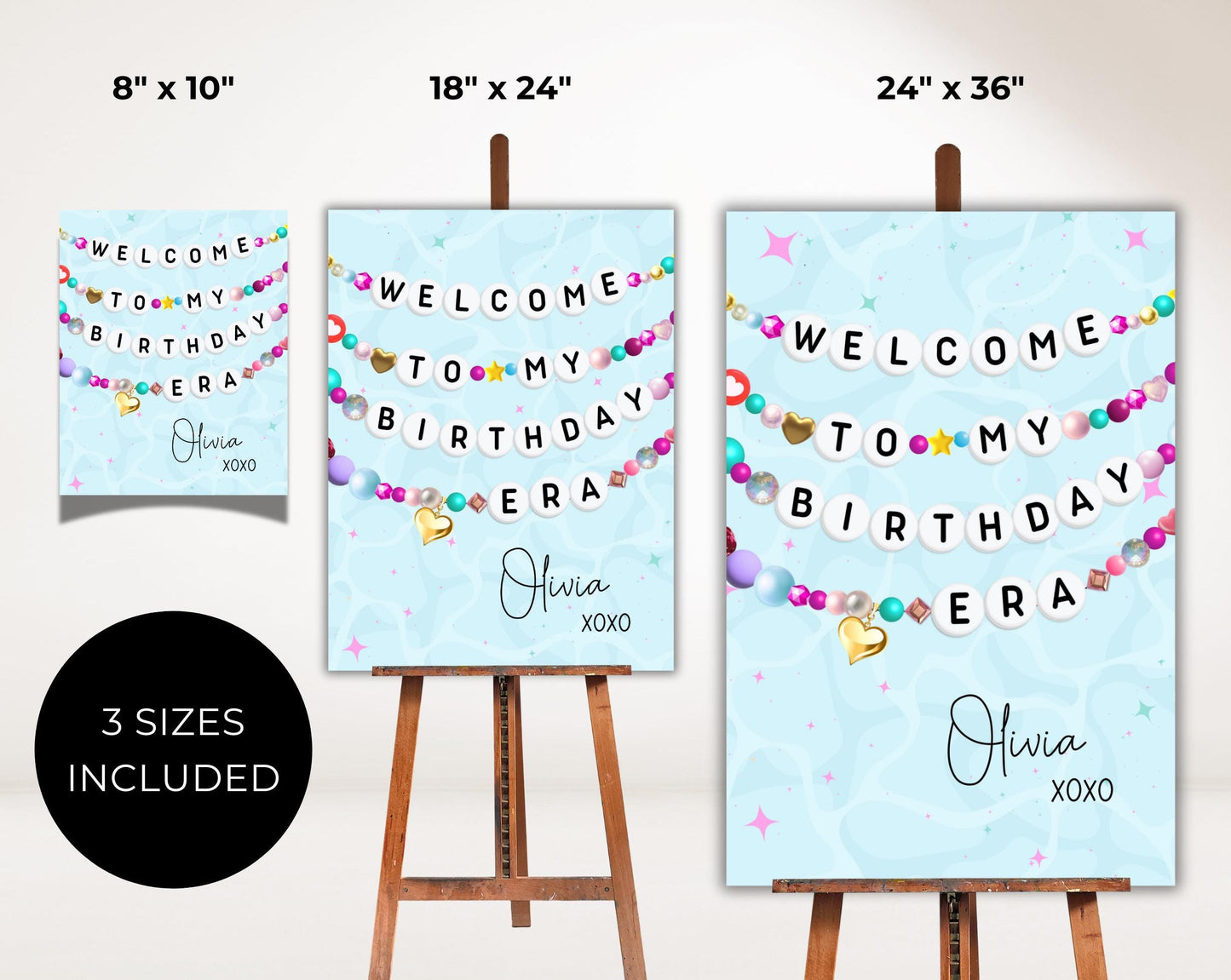 Welcome to My Birthday Era Sign, Friendship Bracelet Poster Template, Matching Party Decor Board, Digital Download, Editable Printable