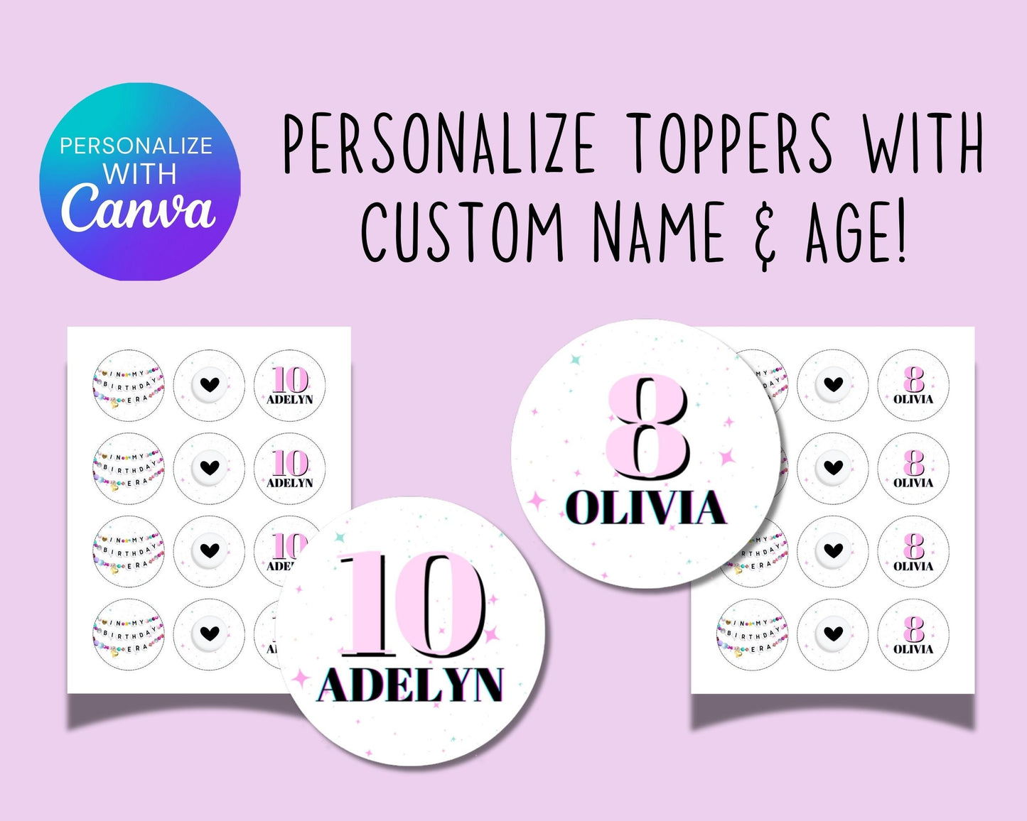 In My Birthday Era Cupcake Toppers, Friendship Bracelet Girl Birthday Decor, Cup Cake Toppers, Digital Download, Printable Editable Template