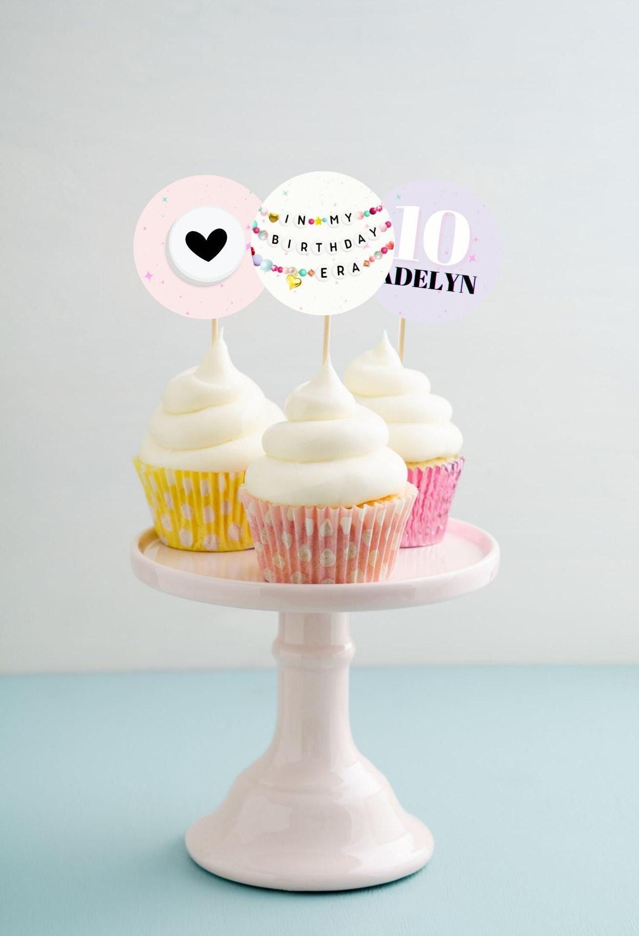 In My Birthday Era Cupcake Toppers, Friendship Bracelet Girl Birthday Decor, Cup Cake Toppers, Digital Download, Printable Editable Template